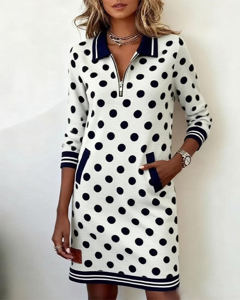 Casual jurk met stippenzak