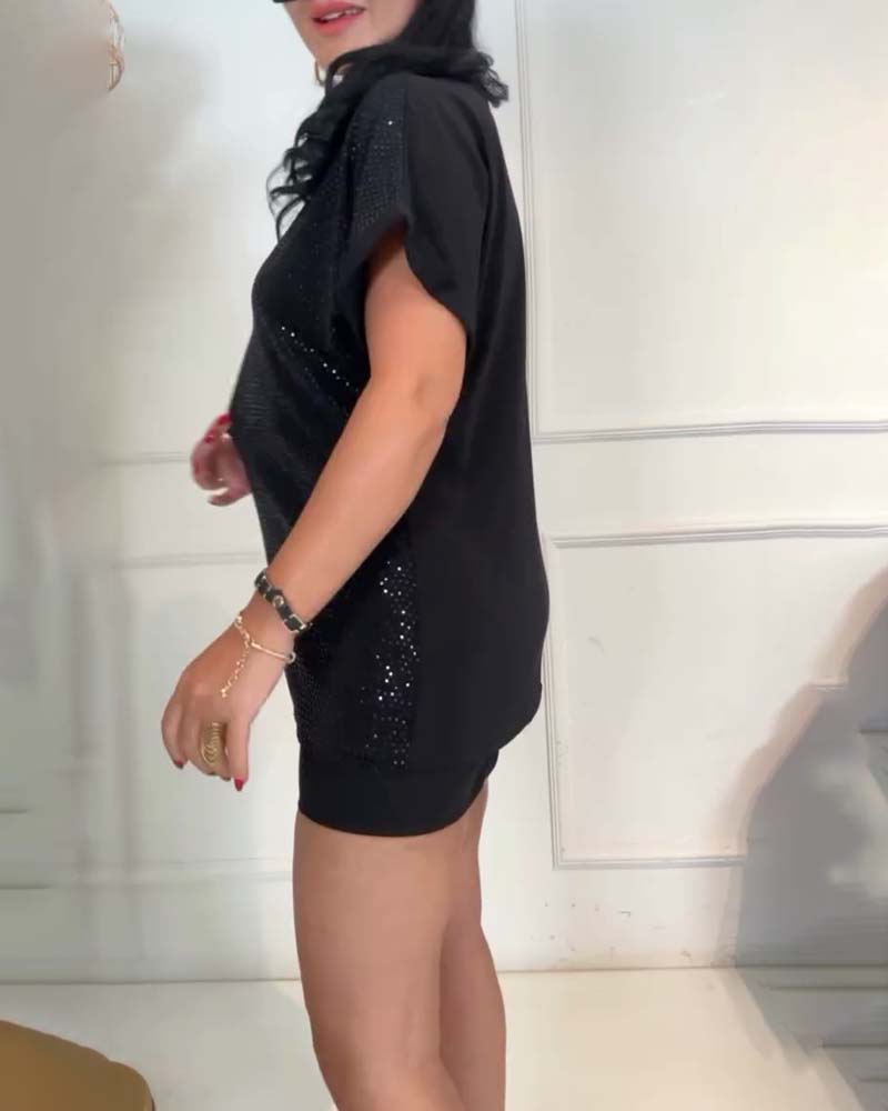 Blouse V-hals Pailletten Elegant