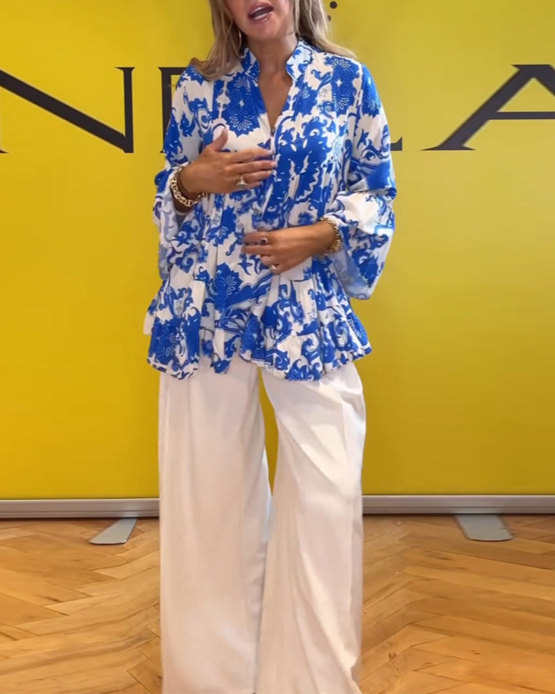 Blouse met lange mouwen en frisse print