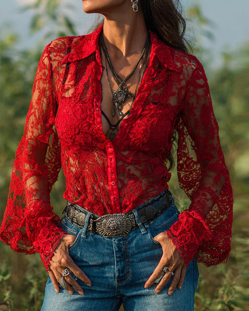 Eenvoudige Gekleurde Overhemd Met Kraag En Lange Mouwen