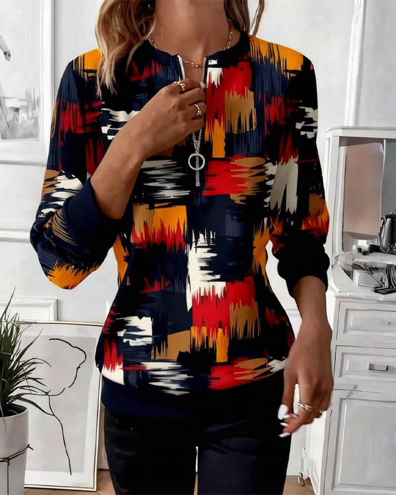 Sweatshirt casual rits bedrukte mode pullover