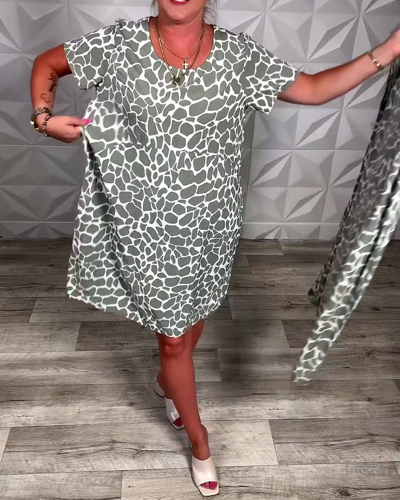 Casual jurk met ronde hals en print