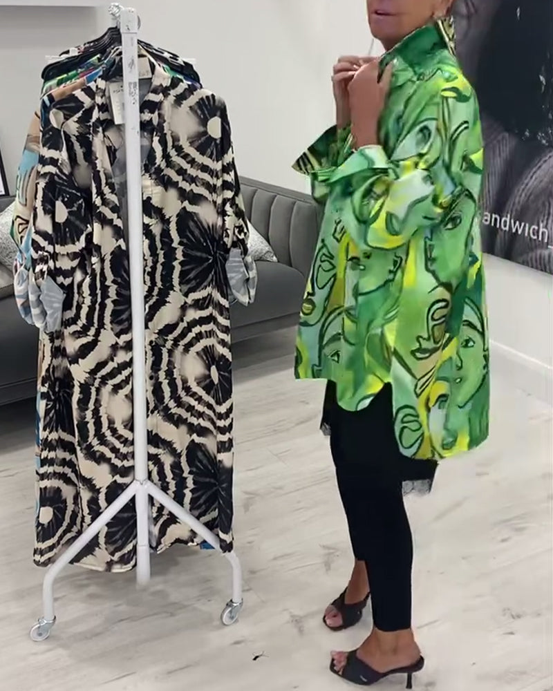 Casual overhemd met revers en gezichtprint