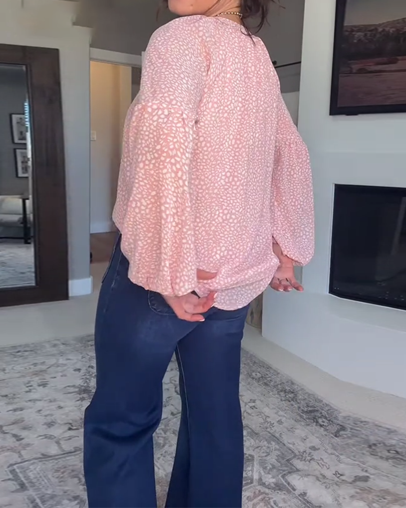 Blouse Bedrukt Lantaarnmouw Lange Mouwen