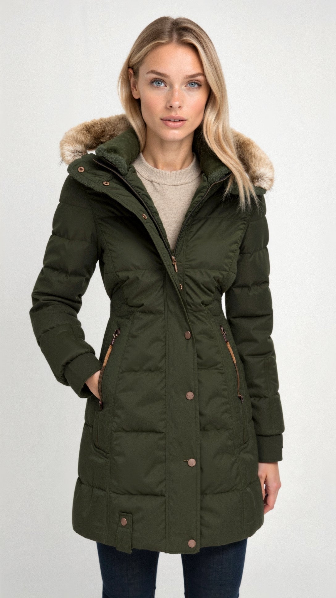 Pufferjas met capuchon - geïsoleerde dames winterjacket