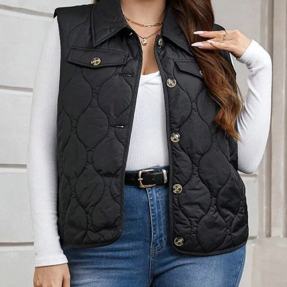 Zwarte gebreide gilet - trendy mouwloze jas voor de moderne vrouw