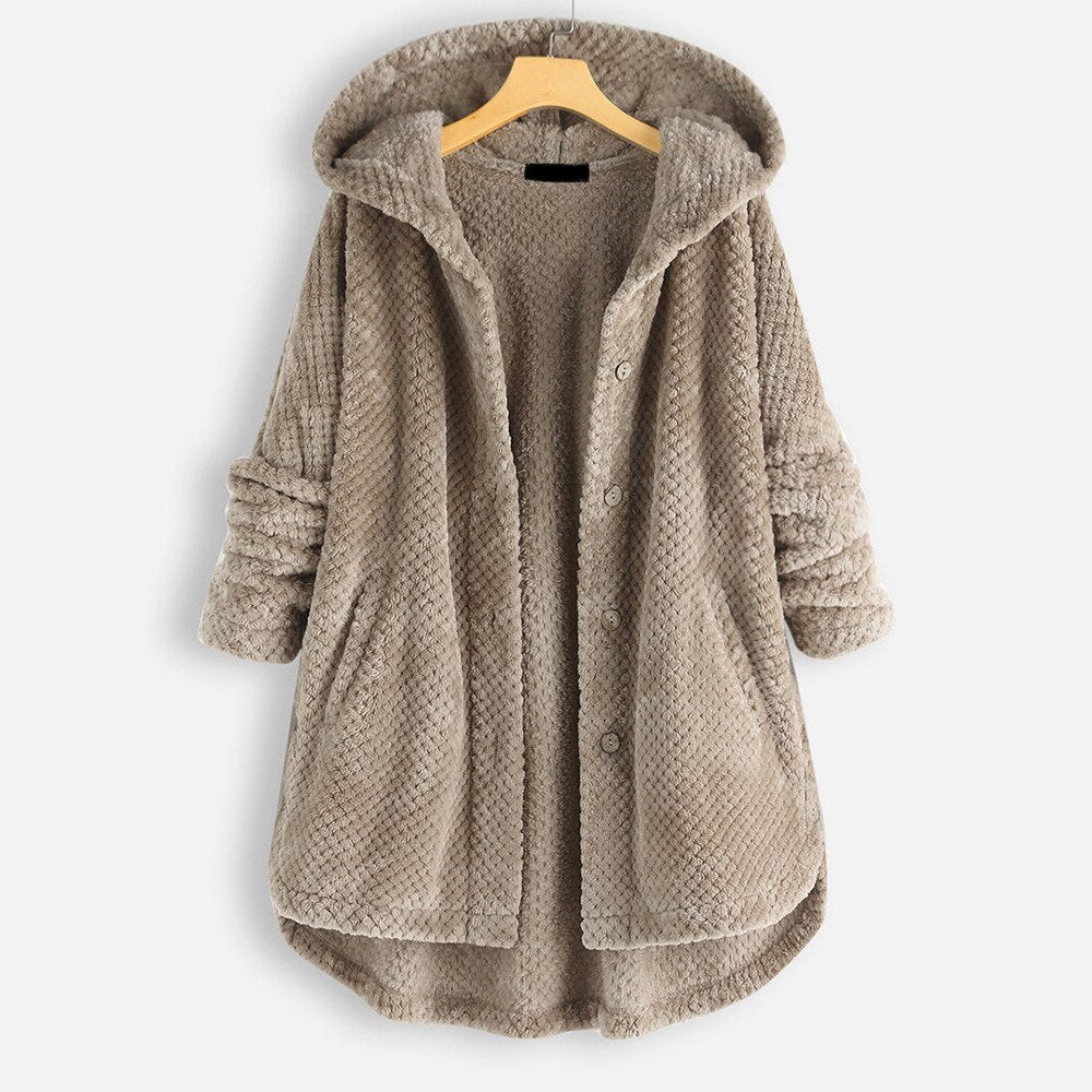 Dames oversized capuchonjack – pluche warmte voor dagelijks gebruik - lichte buitenjas voor de winter