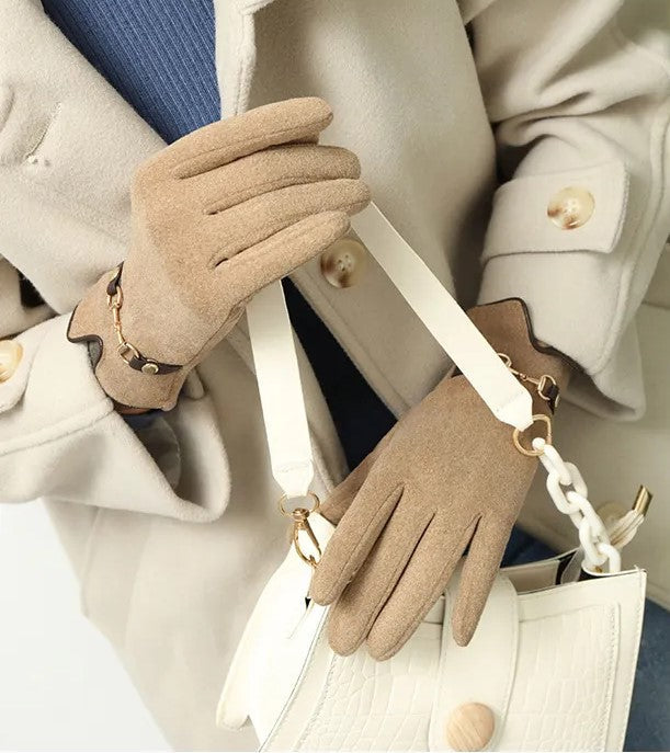 Elegante handschoenen - dames trendy handschoenen met gouden accenten