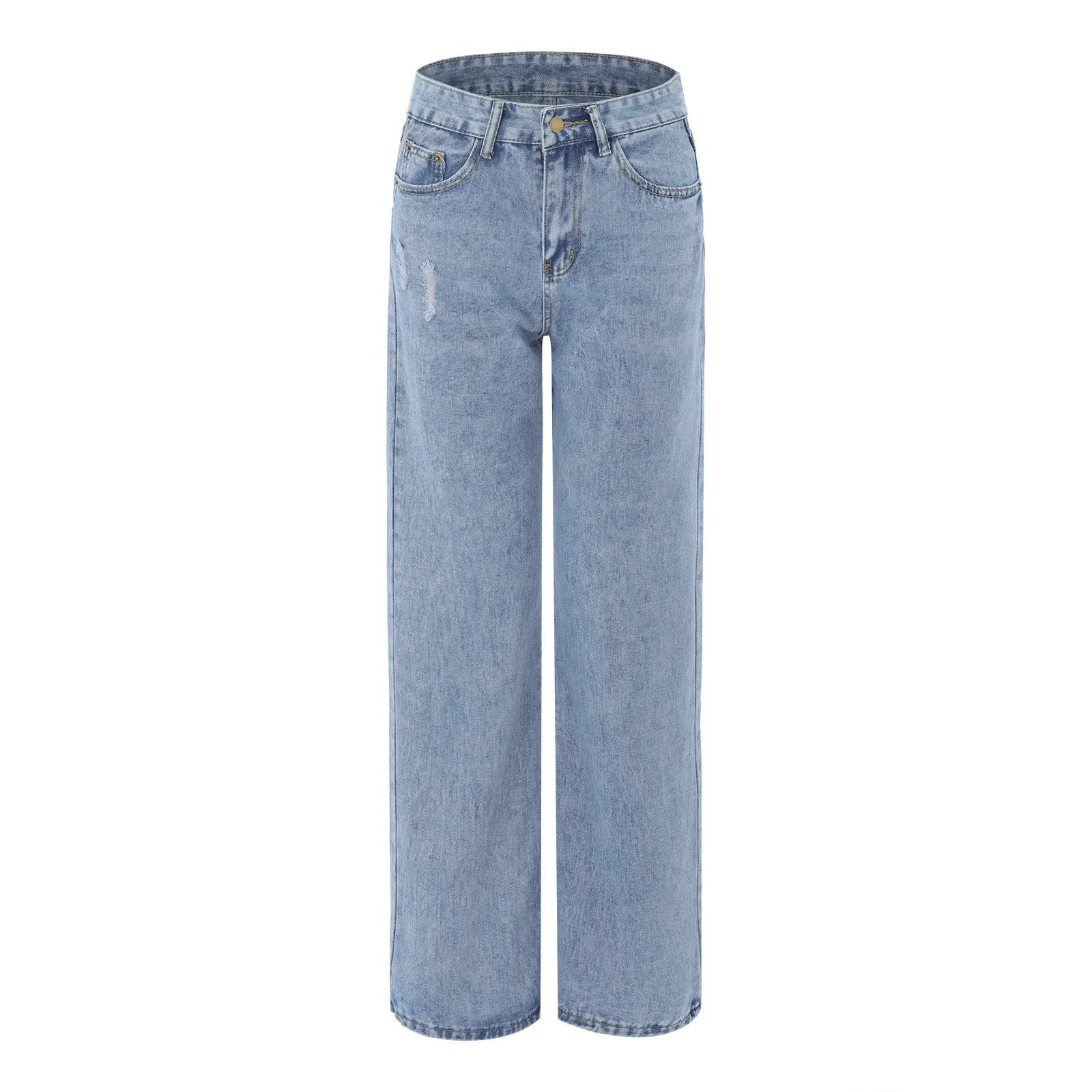 Lange broek - hooggewaist blauwe dames denim