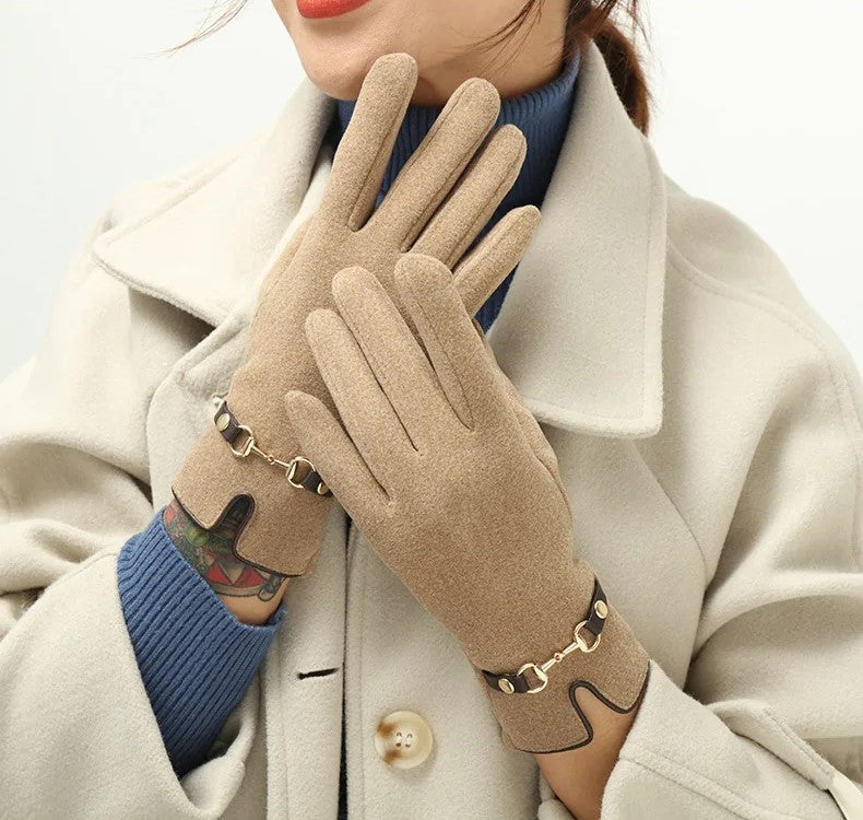 Elegante handschoenen - dames trendy handschoenen met gouden accenten