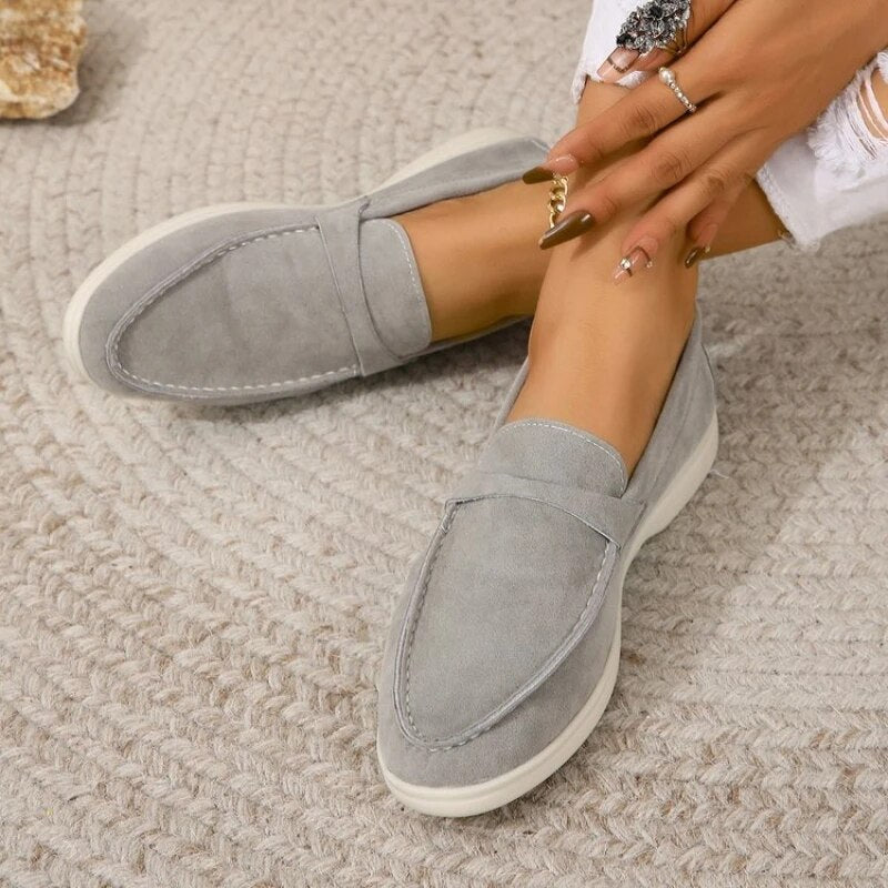 Slip-on loafers - suède dames instappers