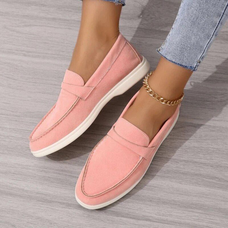 Slip-on loafers - suède dames instappers