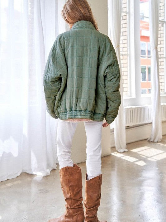 Dames gewatteerde shacket - zachte en comfortabele jas met ritssluiting