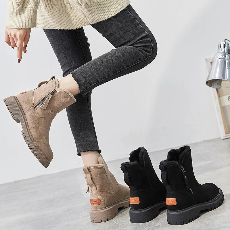 Enkellaarsjes - dames faux suede met rits voor de winter