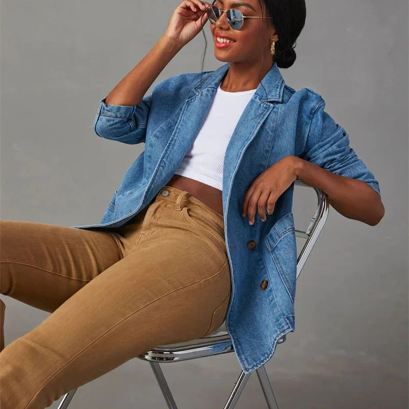 Spijkermantel met relaxte pasvorm