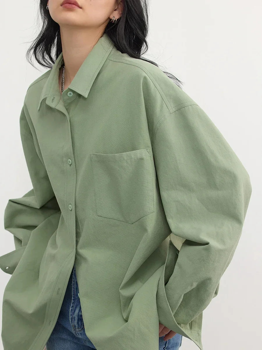 Groene oversized blouse met borstzak