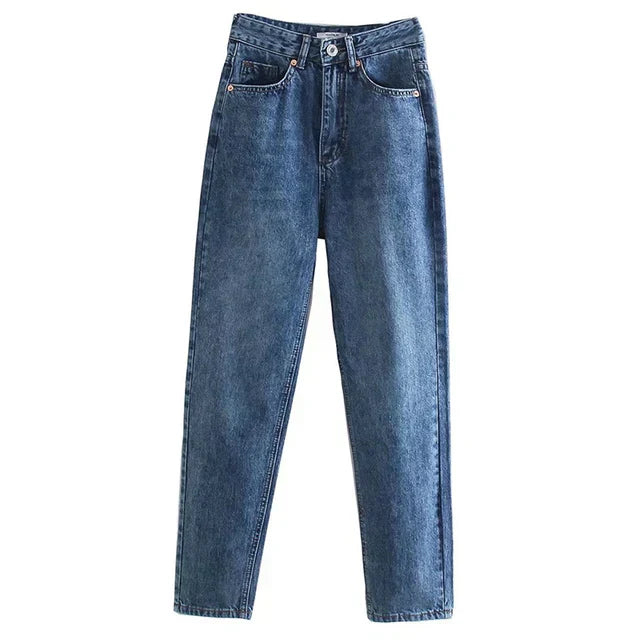 Hoge taille rechte jeans - stijlvolle dames denim broek