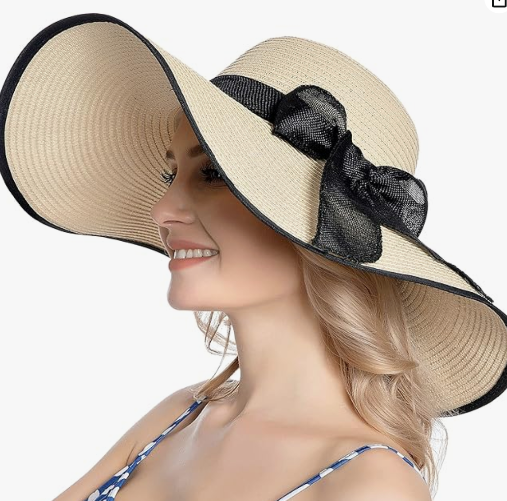 Brede rand zonnehoed met strikdecor voor op het strand