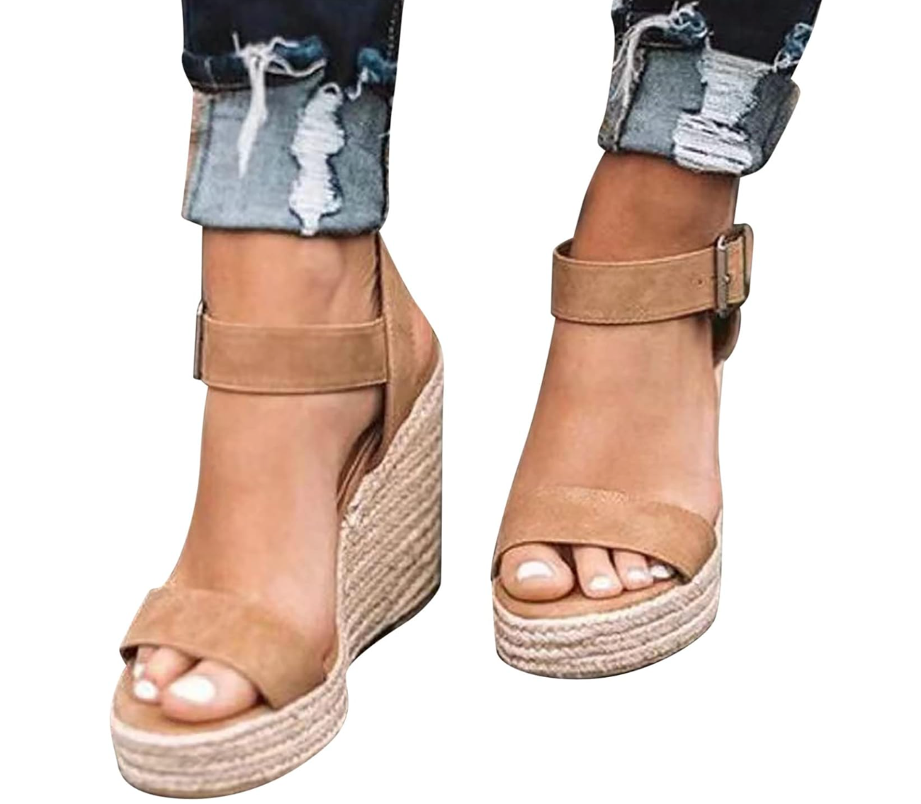 Beige sleehaksandalen met gesp