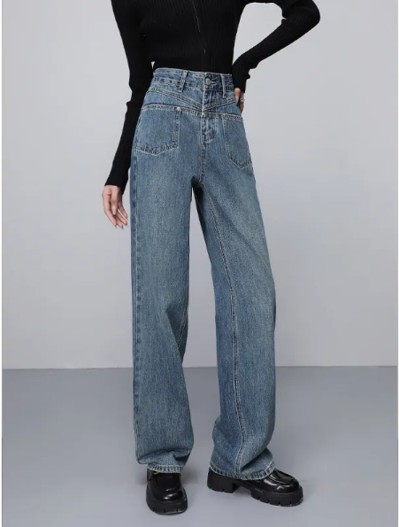 Wide boyfriend jeans - stijlvolle blauwe spijkerbroek voor een relaxte look