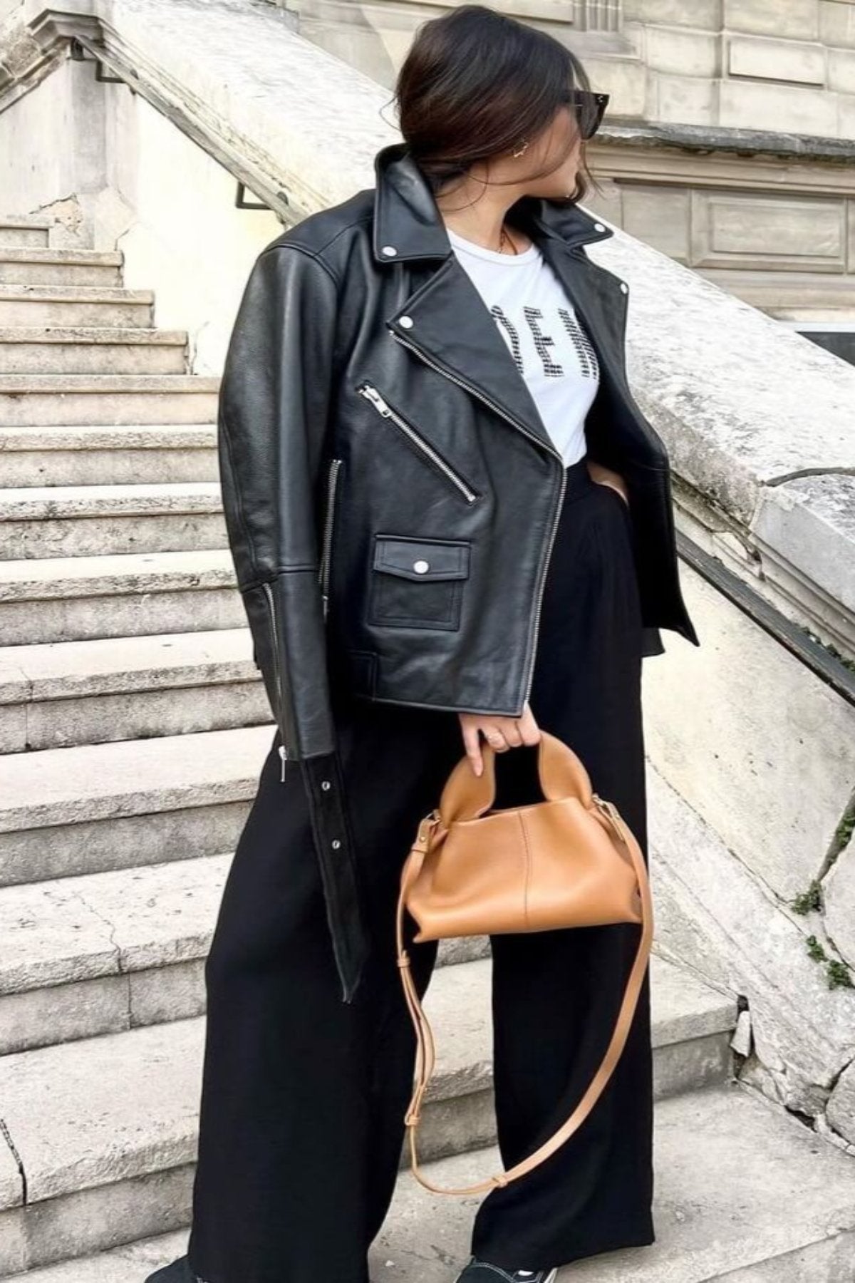 Minimalistische leren handtas dames - veelzijdige dagelijkse handtas