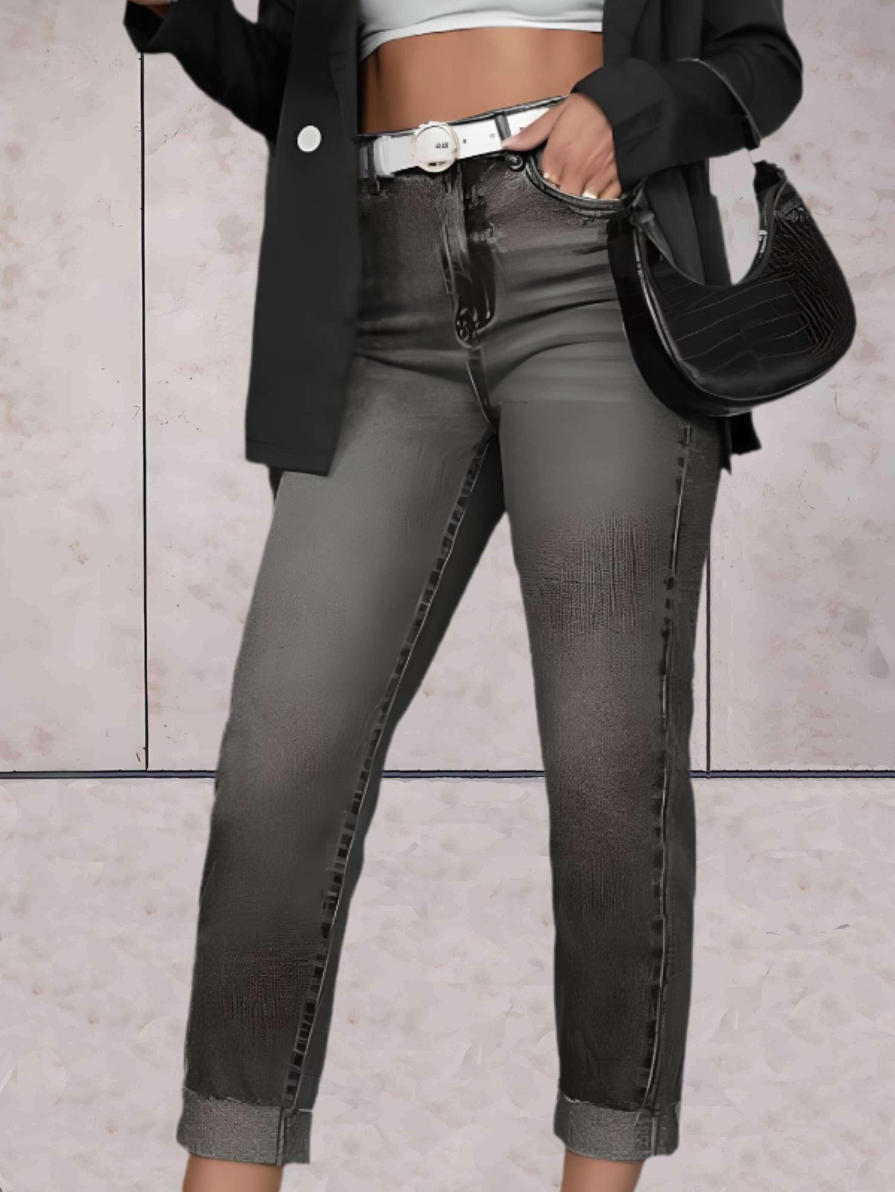 Hoge taille jeans - stijlvolle dames denim slim fit