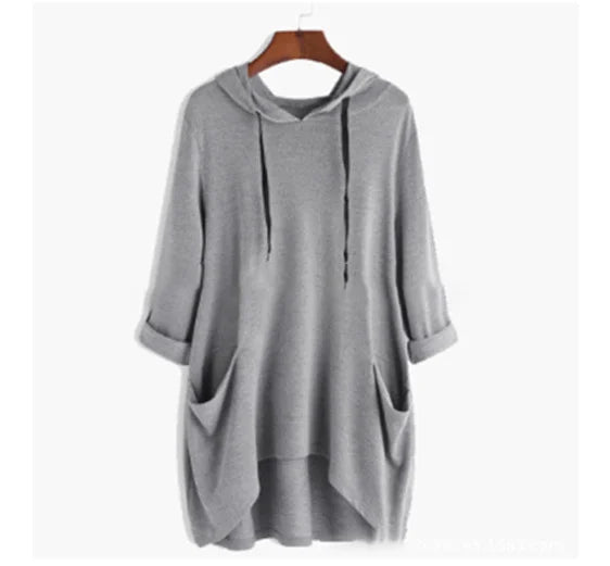 Dames hoodie tuniek met relaxte pasvorm en zakken - casual zachte top voor elke dag