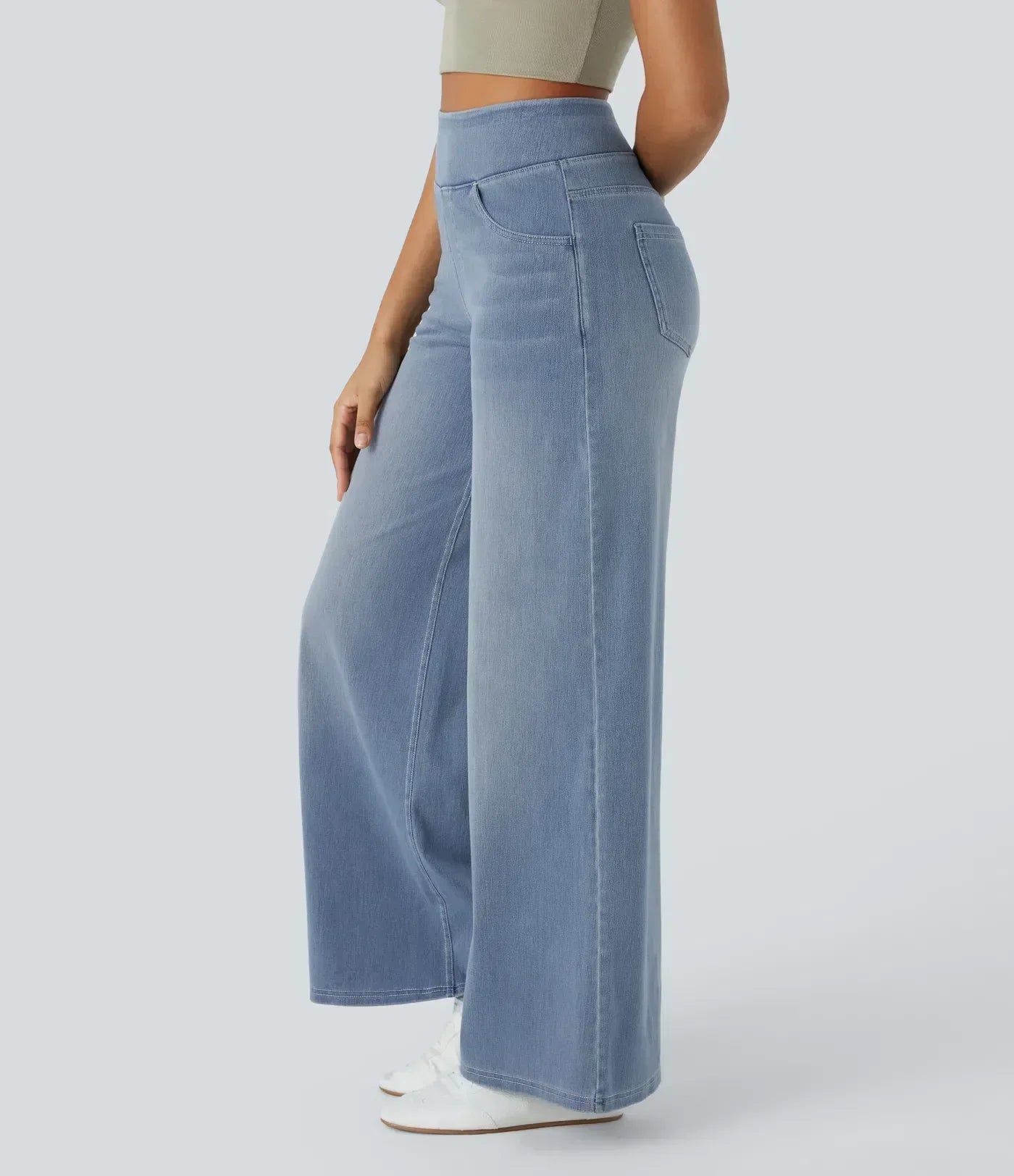Dameswide-leg broeken - hoge taille denim voor casual uitjes