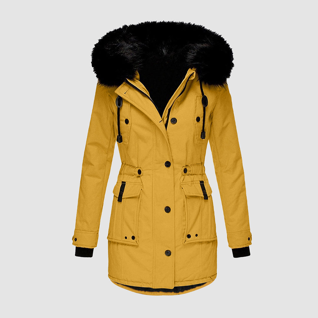 Winterjas met capuchon voor dames - comfortabele bontvoering