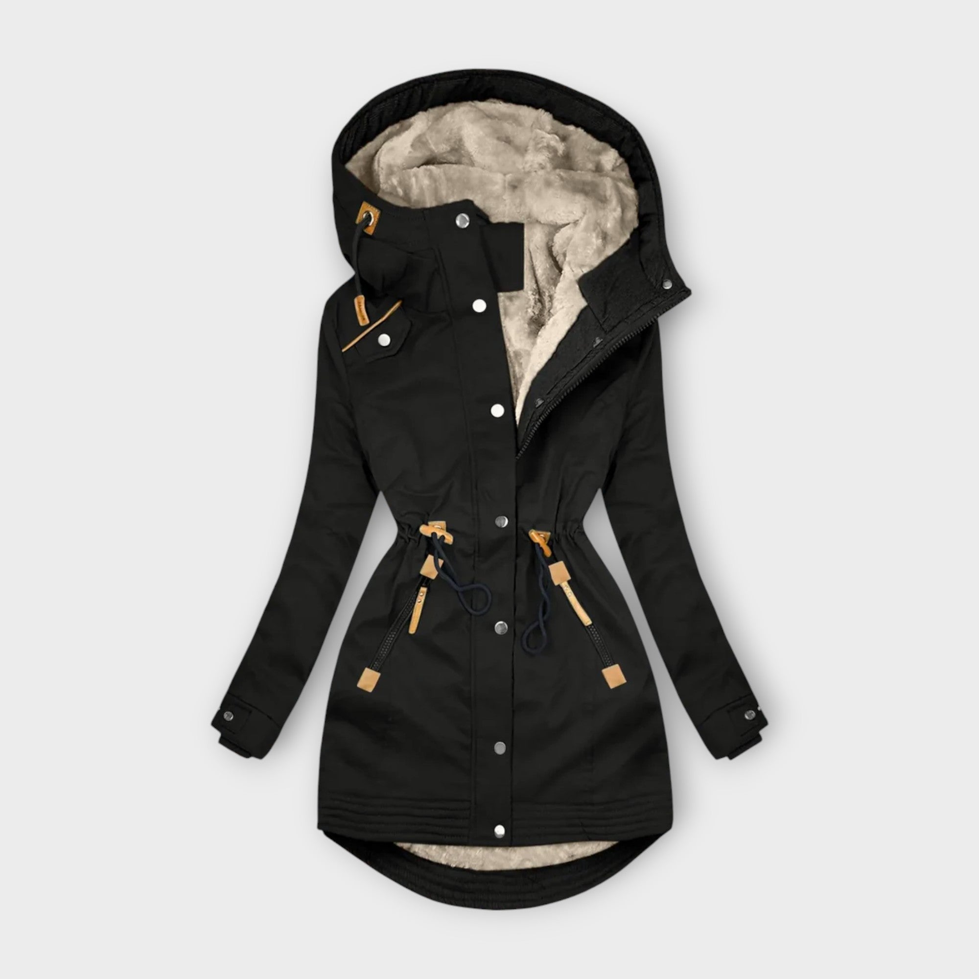 Winter parka jas - stijlvolle dames gewatteerde jacket met bontvoering