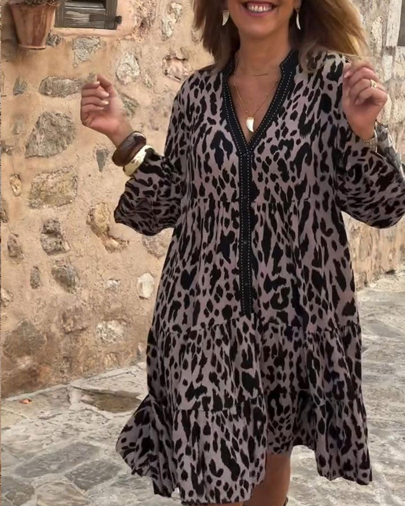 Jurk V-Hals Luprint Rechte