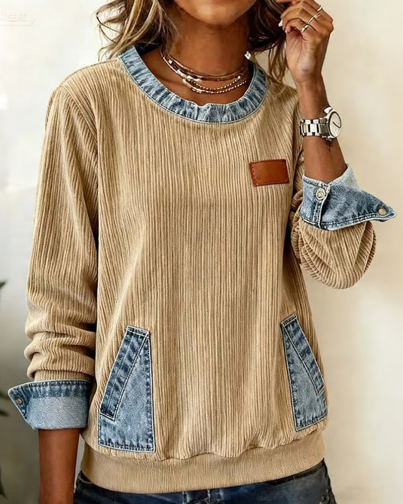 Sweatshirt casual lange mouwen denim zak