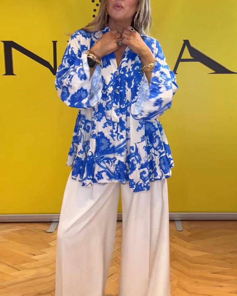 Blouse met lange mouwen en frisse print