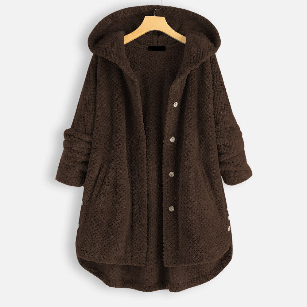 Dames oversized capuchonjack – pluche warmte voor dagelijks gebruik - lichte buitenjas voor de winter