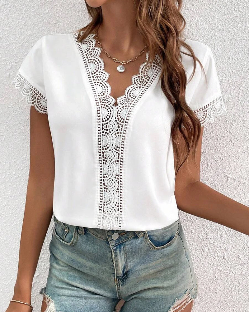 T-Shirt Kant Hol Effen