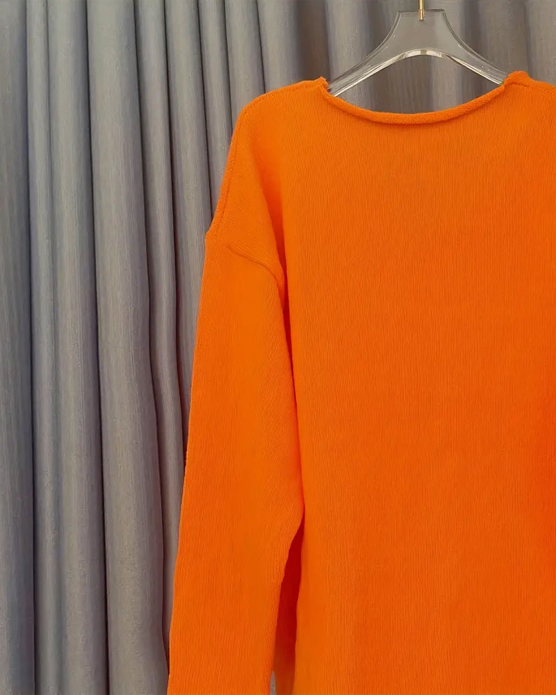 Trui V-hals Letterprint Wijd Casual