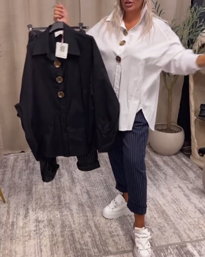 Stijlvol effen overhemd met revers en knoop