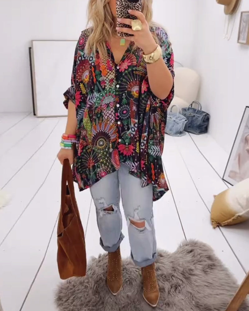 Blouse Los Mode Bedrukt