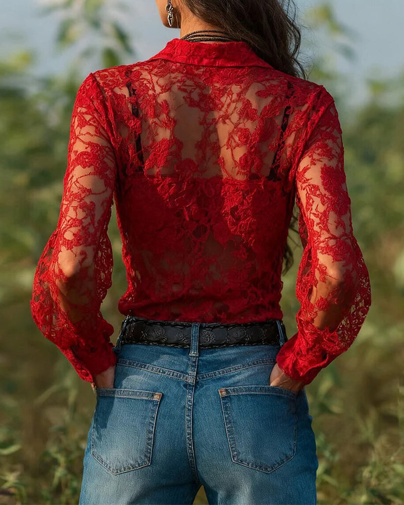 Eenvoudige Gekleurde Overhemd Met Kraag En Lange Mouwen