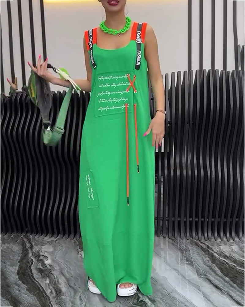 Jurk Mouwloos Gepersonaliseerde Letterprint