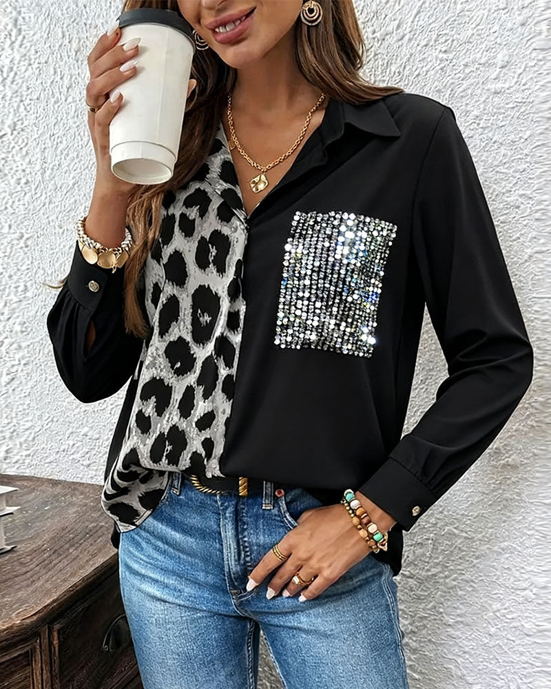 Shirt Met Luipaardprint En Contrasterende Strass