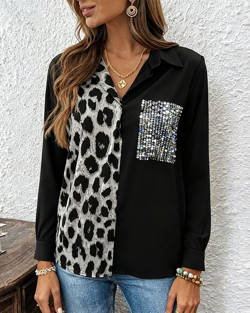 Shirt Met Luipaardprint En Contrasterende Strass