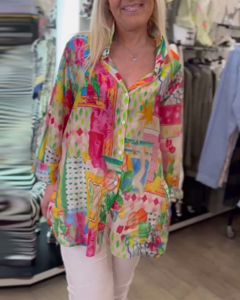 Shirt Kleurrijk Stijlvol Reverkraag