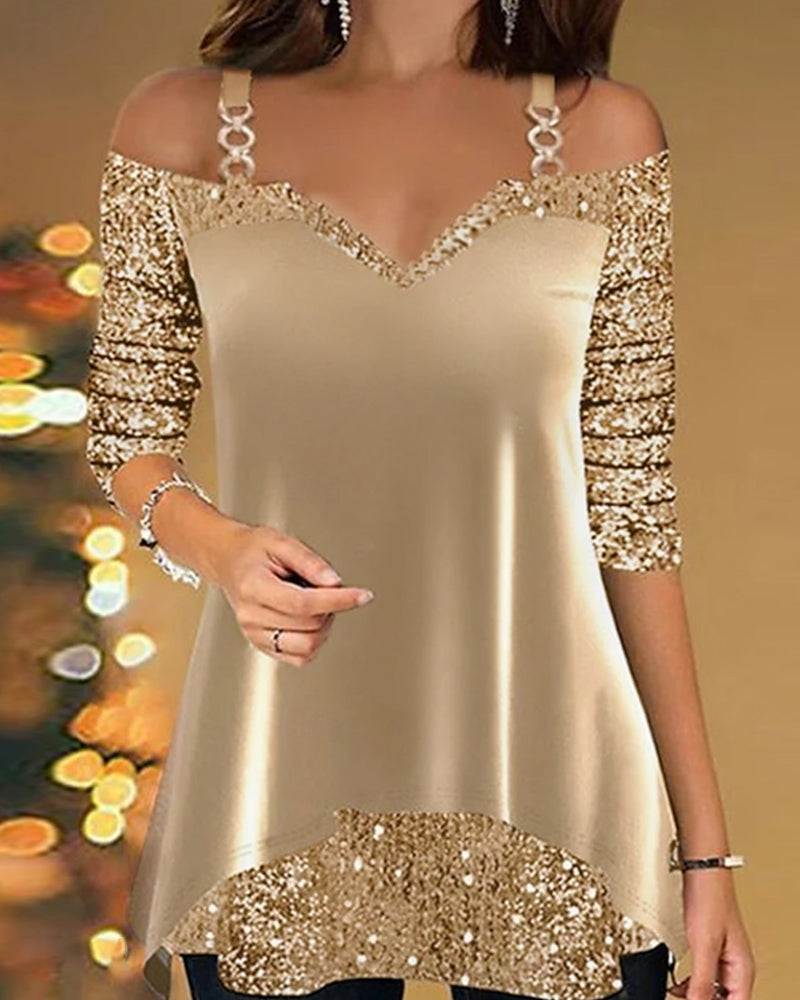 Top modieuze patchwork effen kleur