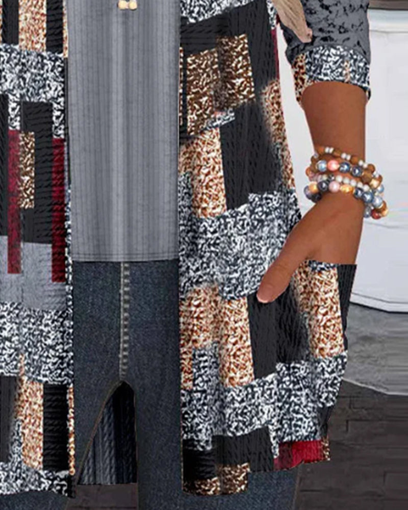 Lange Mouwen Blouse Met Print En Twee-Delige Look