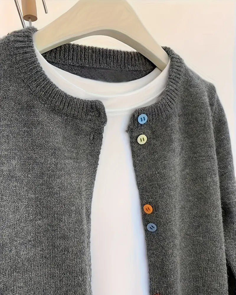 Cardigan casual effen kleur lange mouwen