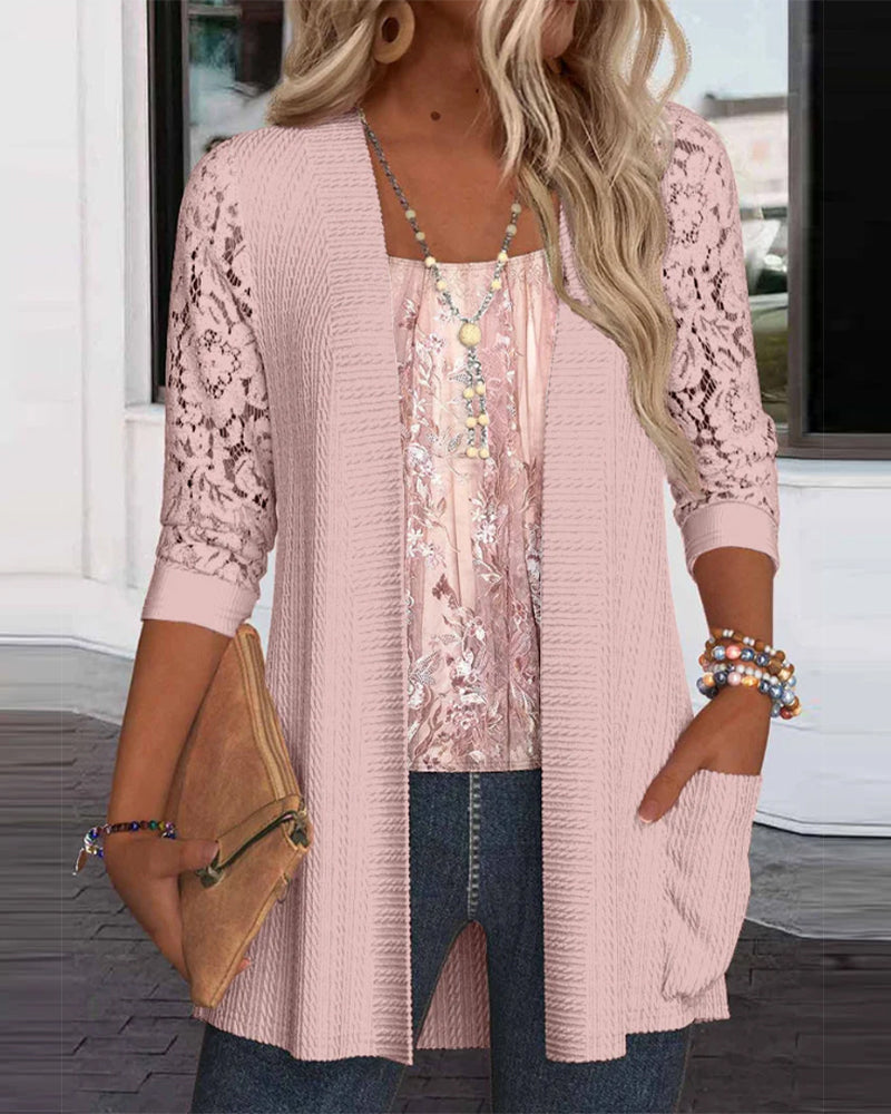 Top Met Faux Twee-Delige Look En Patchwork