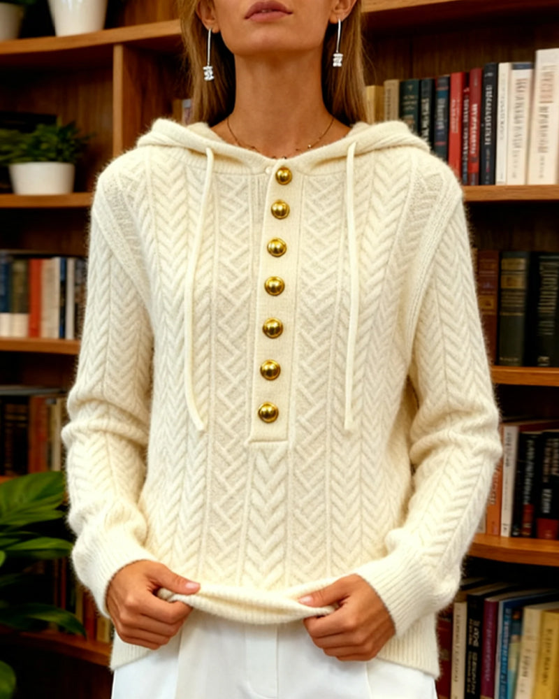 Trui Met Capuchon Stijlvolle Knoop