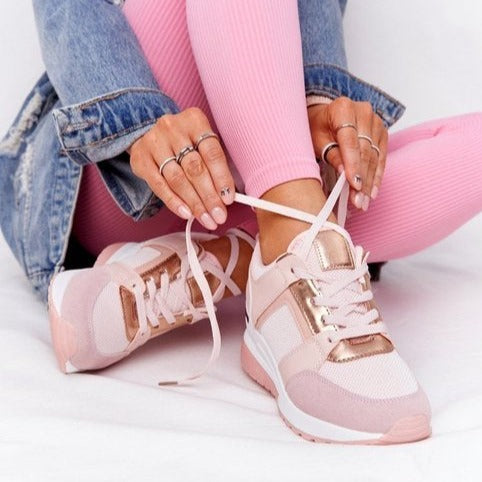 Dames casual sneakers - stijlvolle ademende schoenen met wedge hak