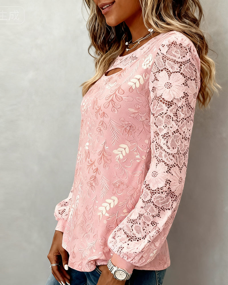 Modieuze Blouse Met Uitsparingen En Patchworkdetails